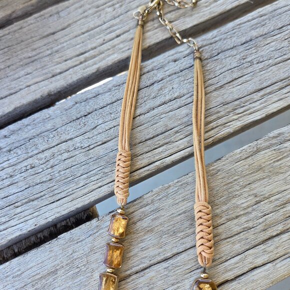 Chico's Goldtone and Chunky Flat Beads Long Necklace - Picture 5 of 6